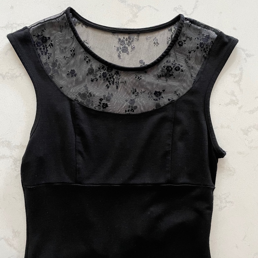 F21 Black Floral Sheer Back Dress